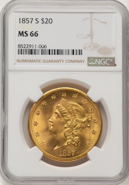 1857-S $20 66 NGC