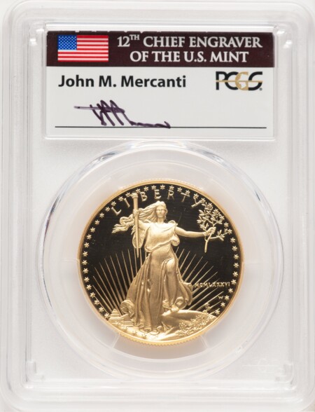 1986-W Proof Gold Eagle 1 oz John Mercanti First Year of Issue 70 PCGS