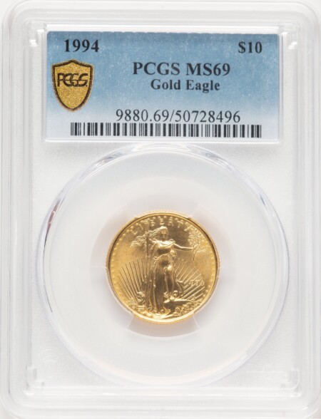 1994 Gold Eagle 1/4 oz Blue Gradient 69 PCGS