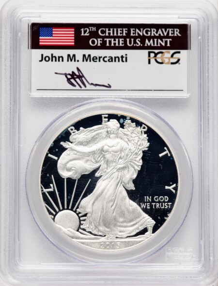 2015-W Proof Silver Eagle 1 oz John Mercanti 70 PCGS