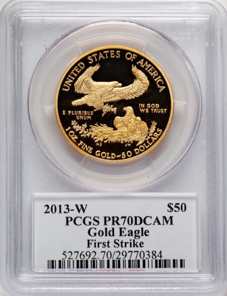 2013-W $50 One-Ounce Gold Eagle, First Strike, Moy Signature, PR, DC FS Ed Moy 70 PCGS