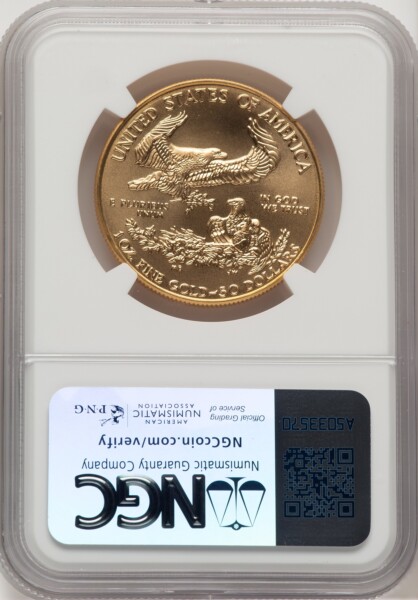 1996 $50 One-Ounce Gold Eagle, MS Mike Castle 70 NGC