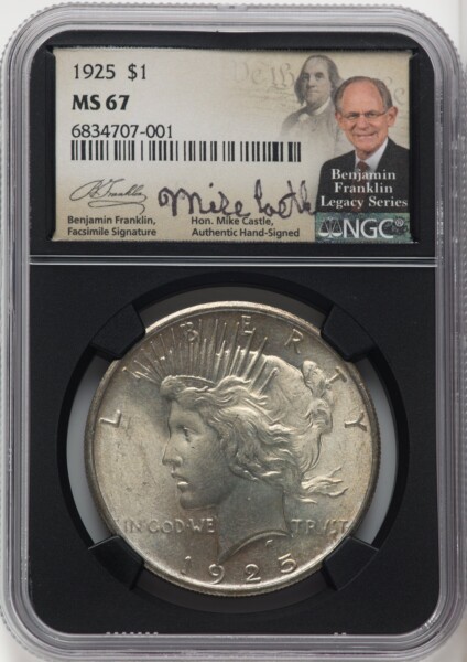 1925 S$1 Mike Castle Blk Core Franklin Series 67 NGC