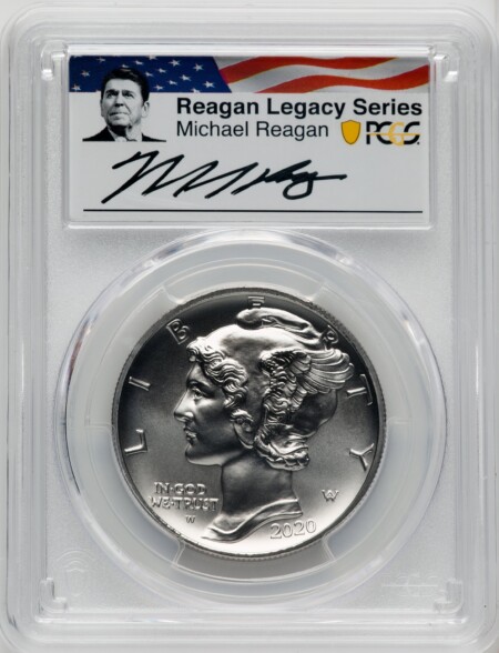 2020-W Palladium Eagle 1 oz Burnished Reagan Legacy Series Michael Reagan Picture 70 PCGS