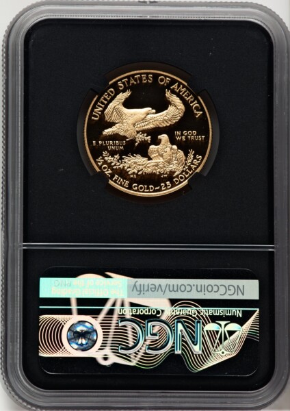 2014-W $25 Half-Ounce Gold Eagle, DCAM Miles Standish 70 NGC