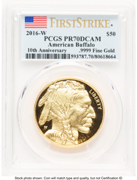 2016-W Proof Gold Buffalo 1 oz FS Flag 70 PCGS