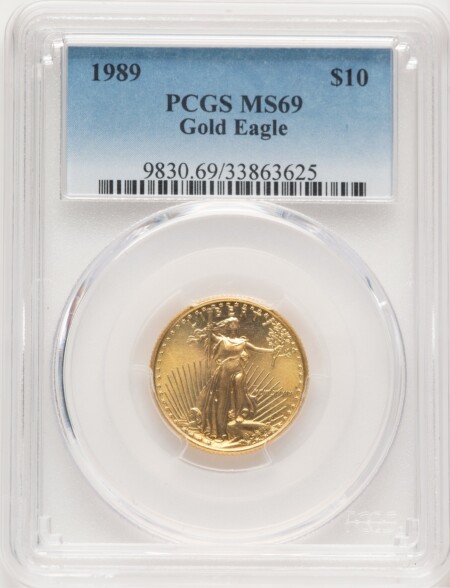 1989 Gold Eagle 1/4 oz Blue Gradient 69 PCGS