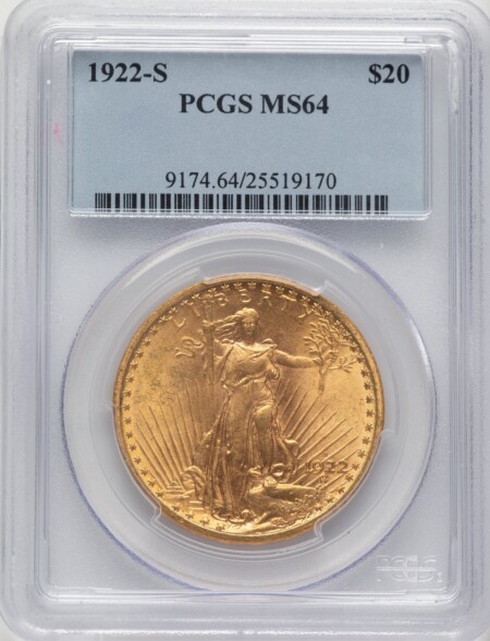 1922-S $20 64 PCGS