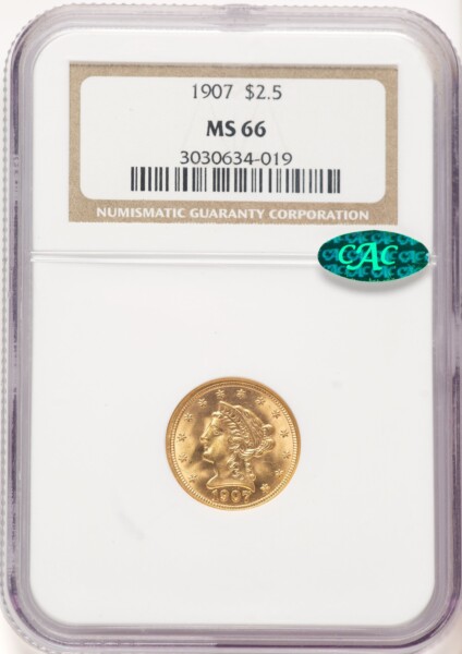1907 $2 1/2 CAC 66 NGC