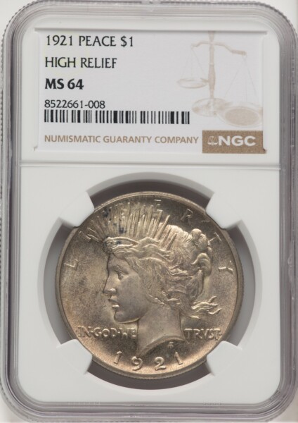 1921 S$1 Peace, MS 64 NGC