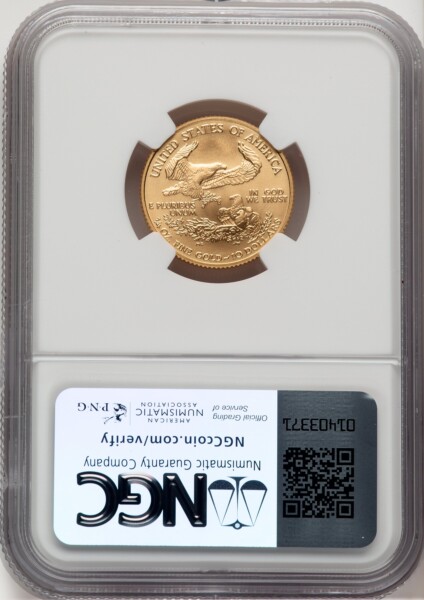 2008-W $10 Quarter-Ounce Gold Eagle, MS Jeff Garrett Red Book 70 NGC