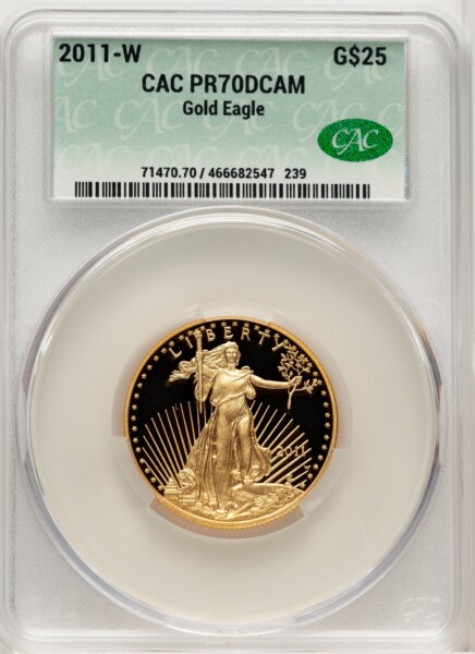2011-W $25 Half-Ounce Gold Eagle, DC Philip Diehl 70 CACG