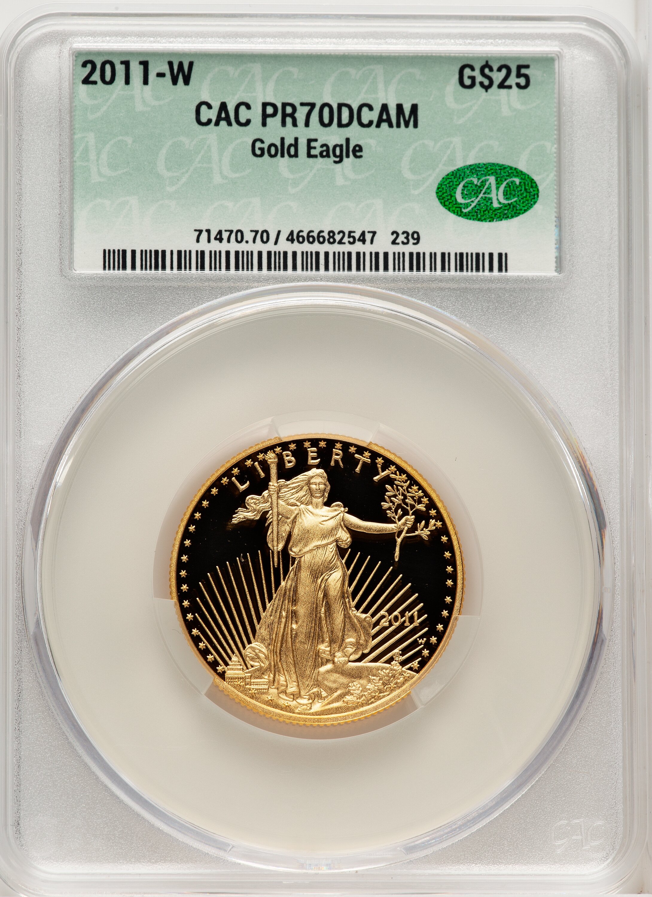 2011-W $25 Half-Ounce Gold Eagle, DC Philip Diehl 70 CACG