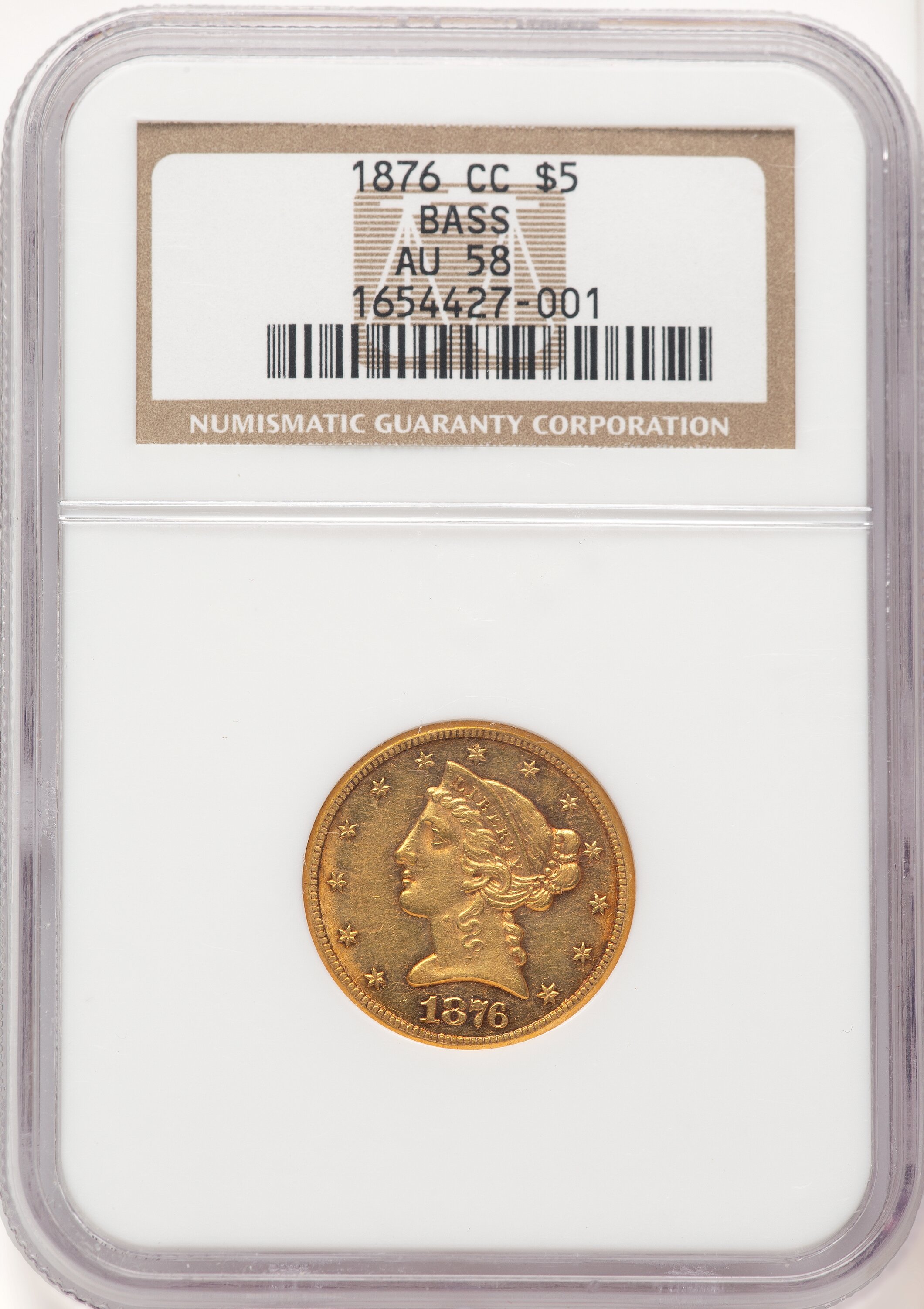 1876-CC $5 58 NGC