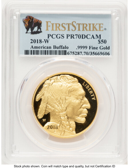 2018-W Proof Gold Buffalo 1 oz FS Bison Label 70 PCGS