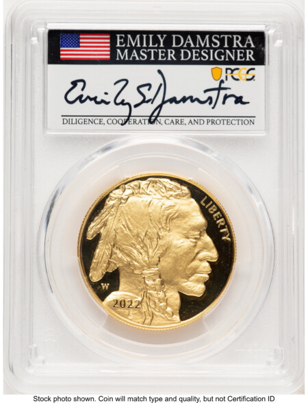2022-W Proof Gold Buffalo 1 oz AR Emily Damstra 70 PCGS
