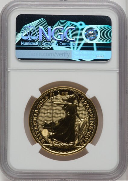 2023 G.B. G100 BRITANNIA-QE II OBVERSE 6TH TO LAST COIN STRUCK 70 NGC