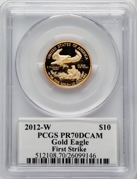 2012-W $10 Quarter-Ounce Gold Eagle First Strike, DC FS John Mercanti 70 PCGS