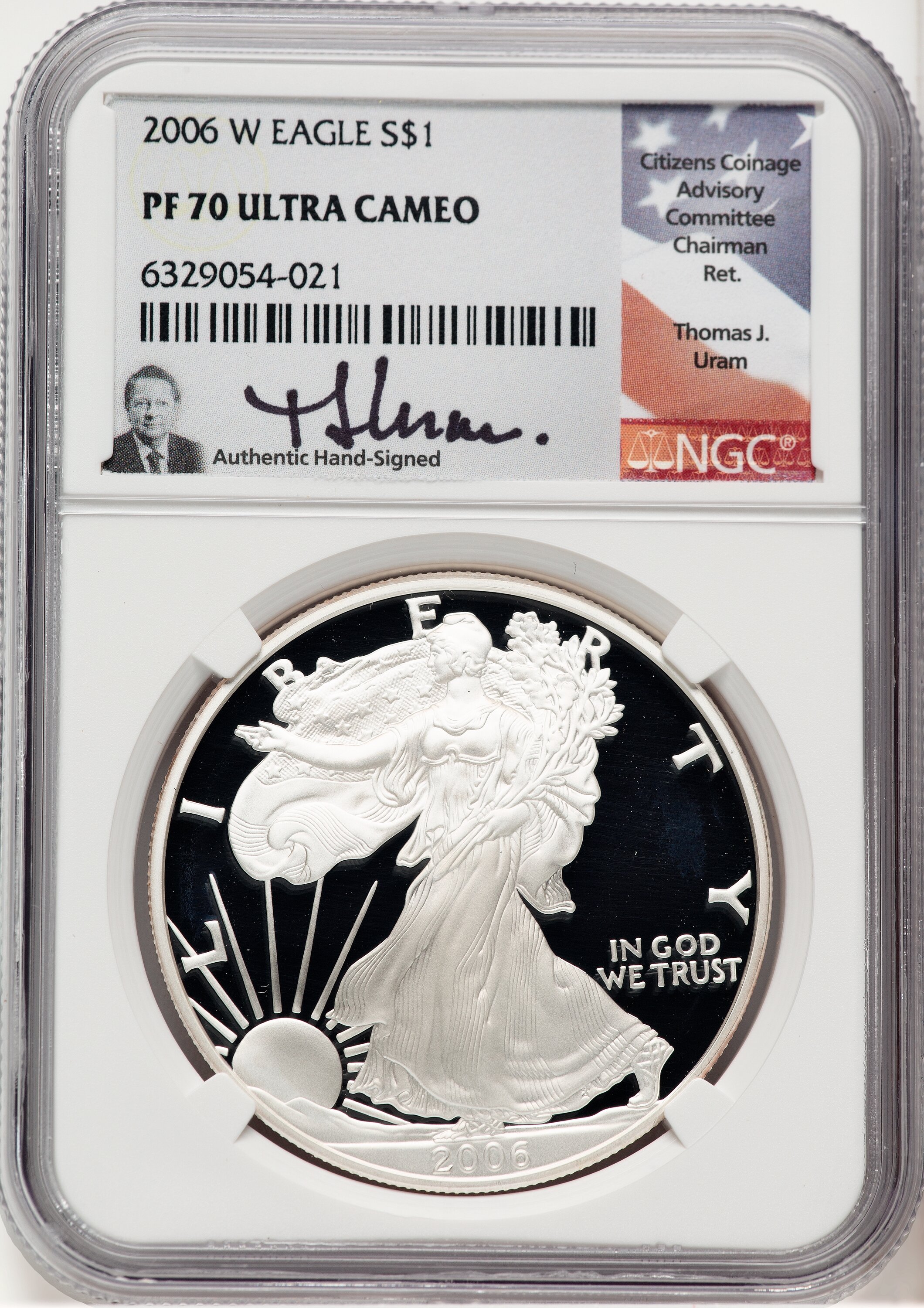 2006-W Proof Silver Eagle 1 oz Thomas Uram 70 NGC