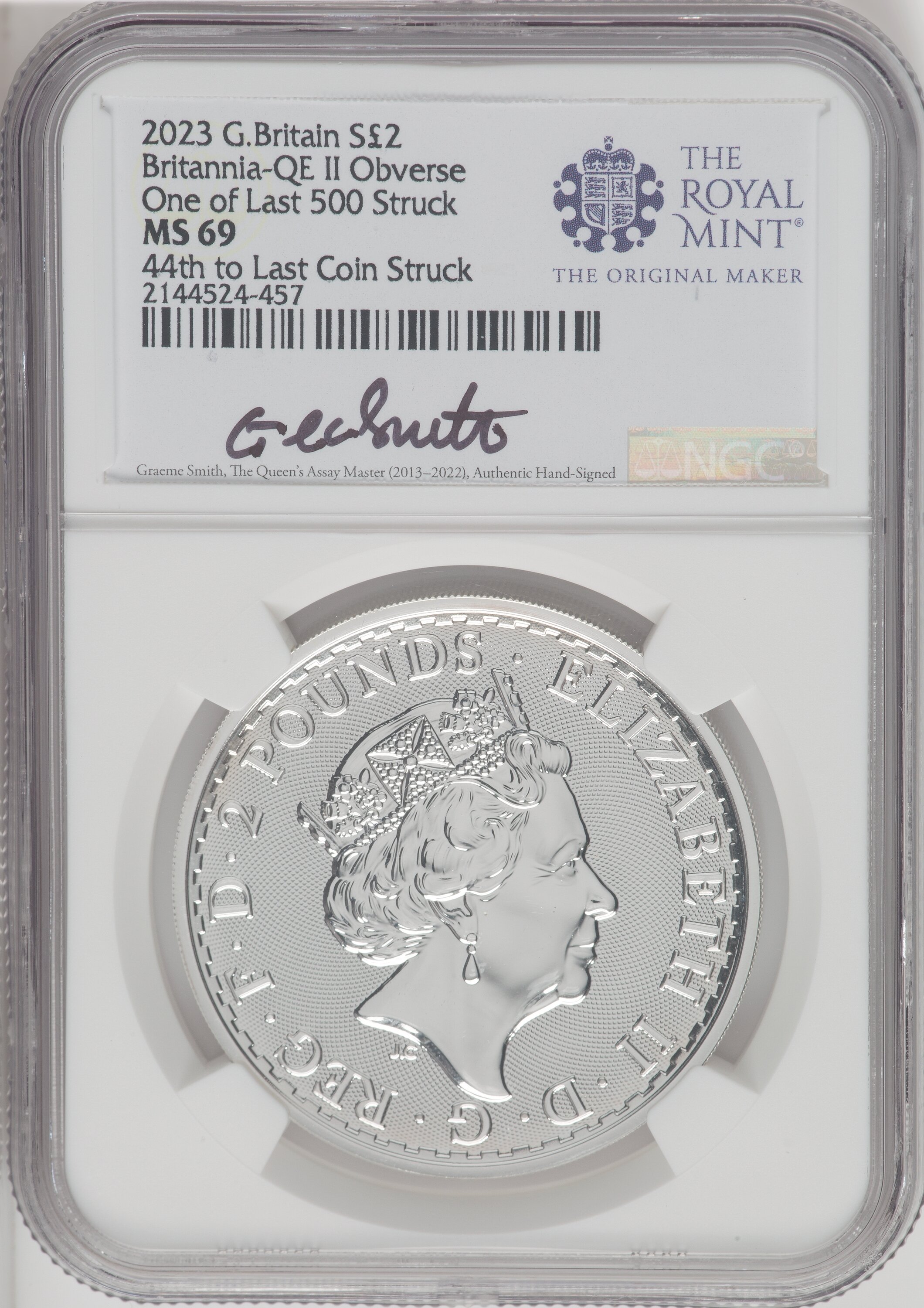 2023 G.B. S2 BRITANNIA-KC III OBVERSE 44TH COIN STRUC. 69 NGC