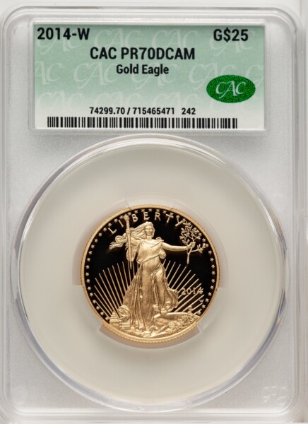 2014-W $25 Half-Ounce Gold Eagle, DCAM Gold Foil 70 CACG