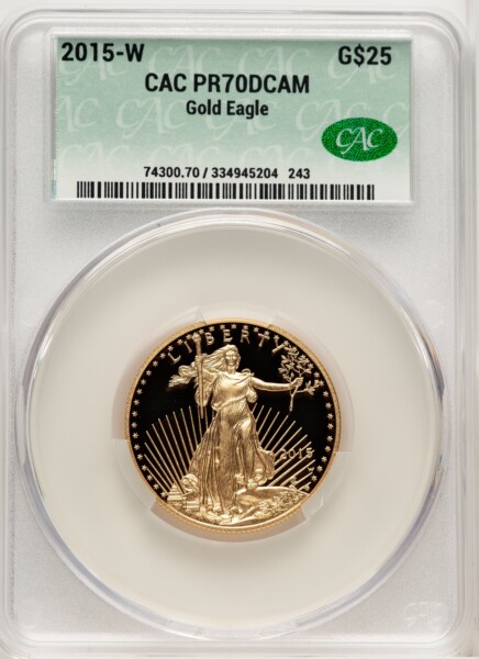 2015-W $25 Half-Ounce Gold Eagle, DC Gold Foil 70 CACG