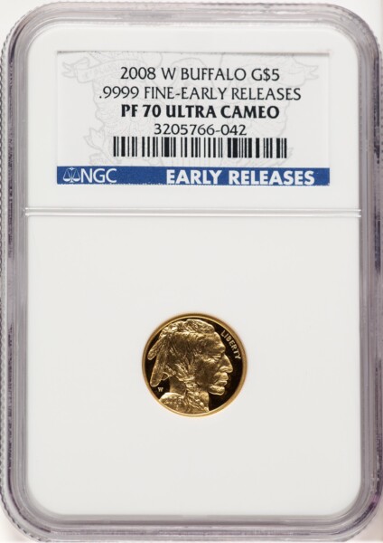 2008-W Proof Gold Buffalo 1/10 oz ER Blue 70 NGC