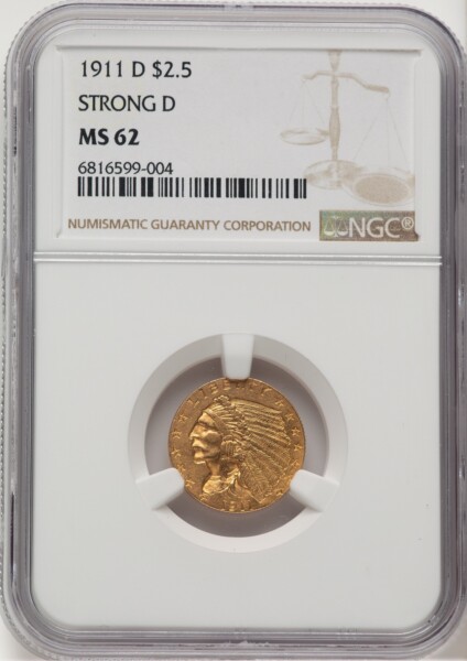 1911-D $2 1/2 62 NGC