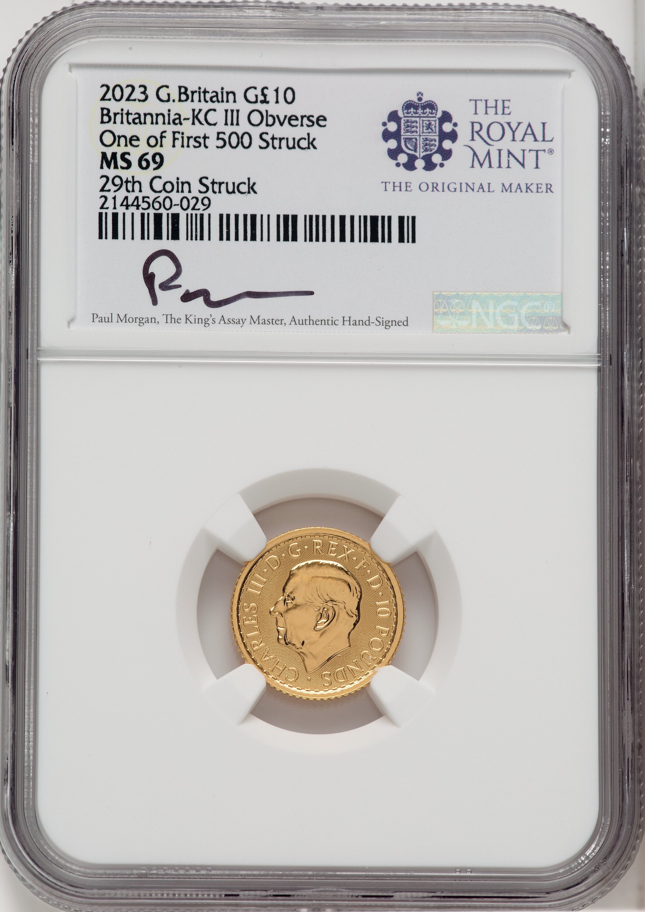 2023 G.B. G10 BRITANNIA-KC III OBVERSE 29TH COIN STRUCK 69 NGC
