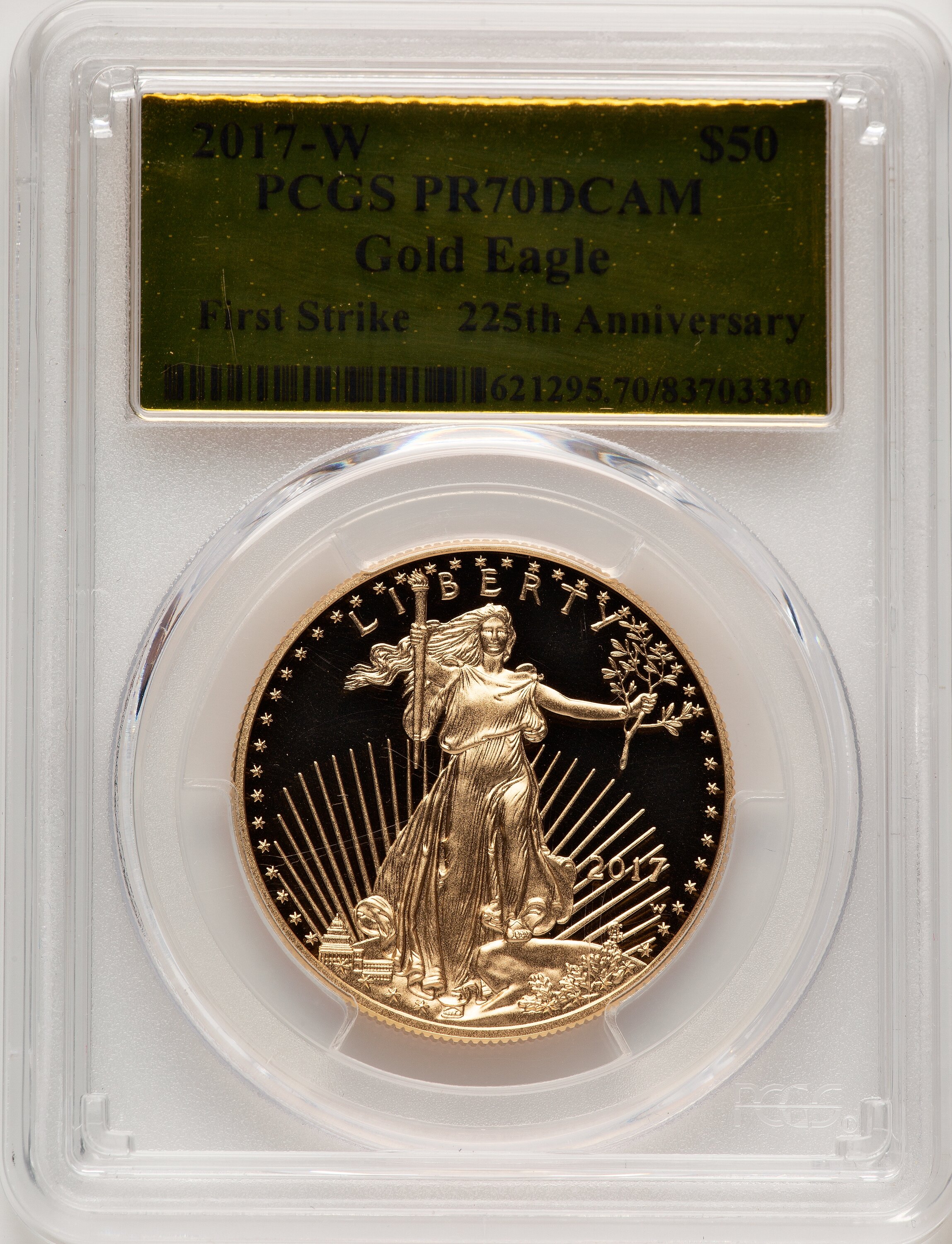 2017-W $50 One-Ounce Gold Eagle, First Strike, PR, DC FS Gold Foil 70 PCGS