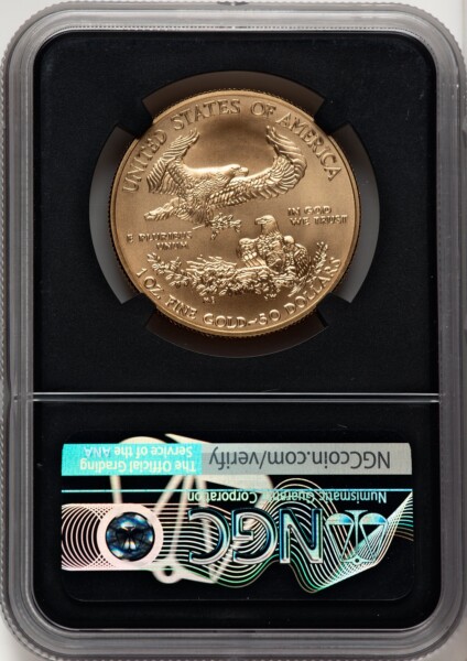 2020-W $50 One Ounce Gold Eagle, Burnished, First Strike, SP ER Joel Iskowitz Blk Core 70 NGC