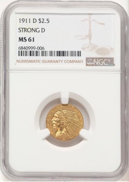 1911-D $2 1/2 61 NGC