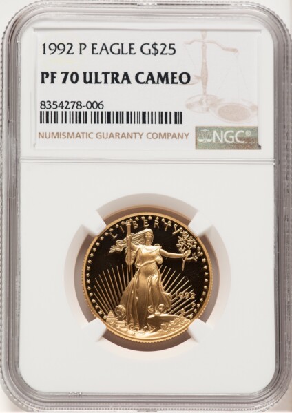 1992-P Proof Gold Eagle 1/2 oz Brown Label 70 NGC