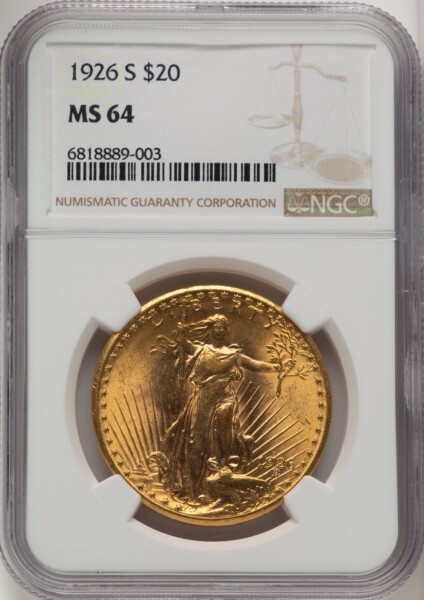 1926-S $20 Brown Label 64 NGC