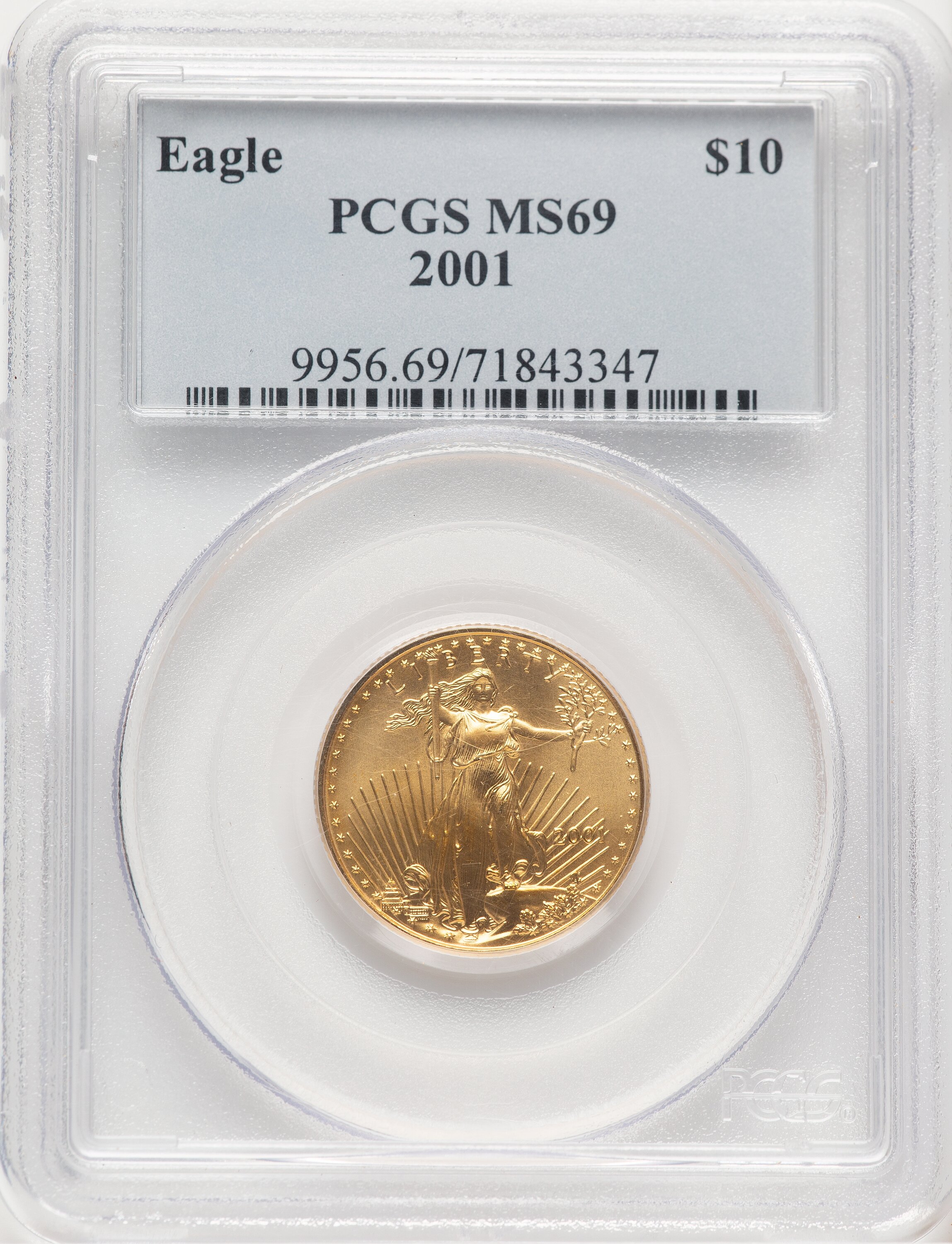 2001 Gold Eagle 1/4 oz Blue Label 69 PCGS