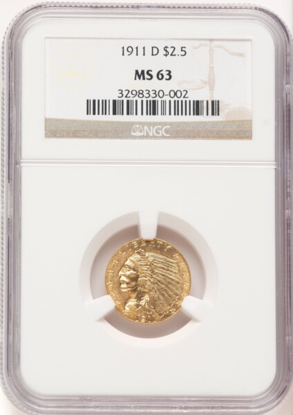 1911-D $2 1/2 63 NGC