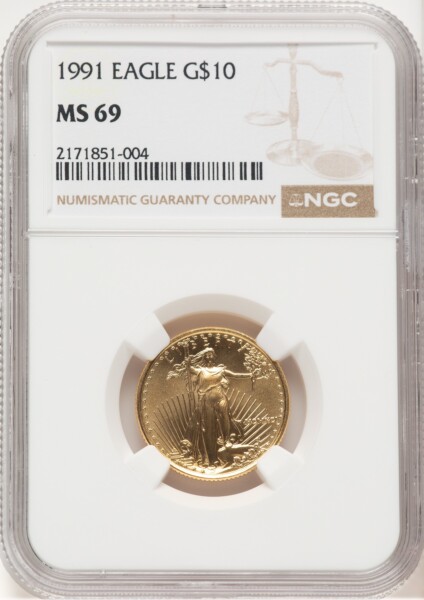 1991 Silver Eagle Brown Label 69 NGC