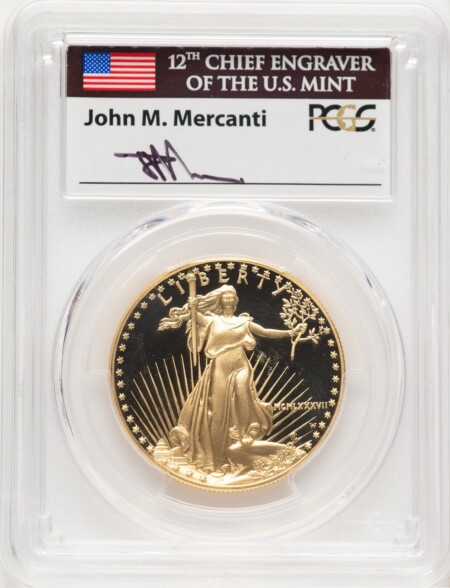 1987-W Proof Gold Eagle 1 oz John Mercanti 70 PCGS