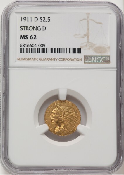 1911-D $2 1/2 62 NGC