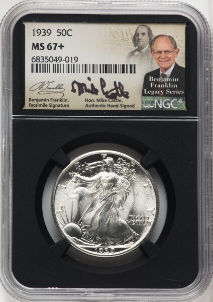1939 50C NGC Plus Mike Castle Blk Core Franklin Series 67 NGC