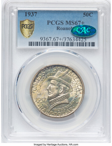 1937 50C Roanoke, MS CAC PCGS Secure PCGS Plus 67 PCGS