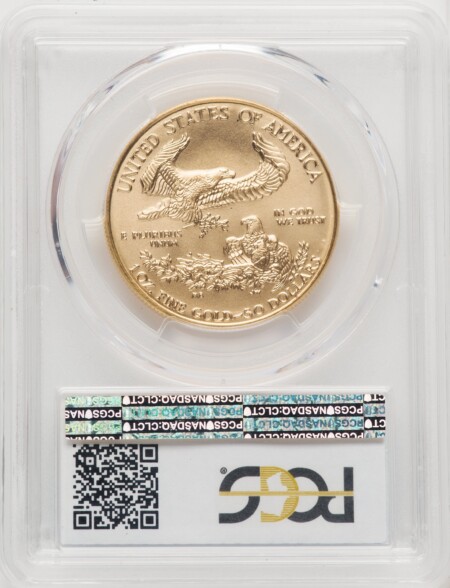 1996 $50 One-Ounce Gold Eagle, MS PCGS Secure Blue Gradient 70 PCGS
