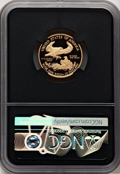 2010-W $10 Quarter-Ounce Gold Eagle, PR DC Miles Standish 70 NGC
