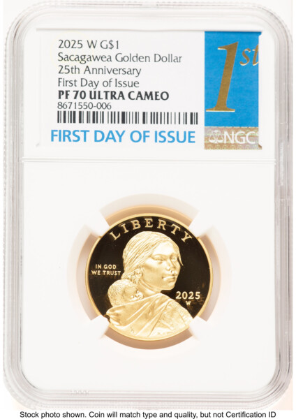 2025-W 1/2 oz Proof Gold Sacagawea 25th Anniversary FDI 1ST 70 NGC