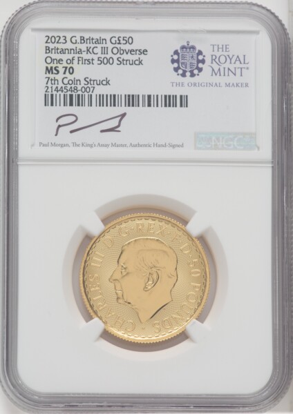 2023 G.B. G50 BRITANNIA-KC III OBVERSE 7TH COIN STRUCK 70 NGC