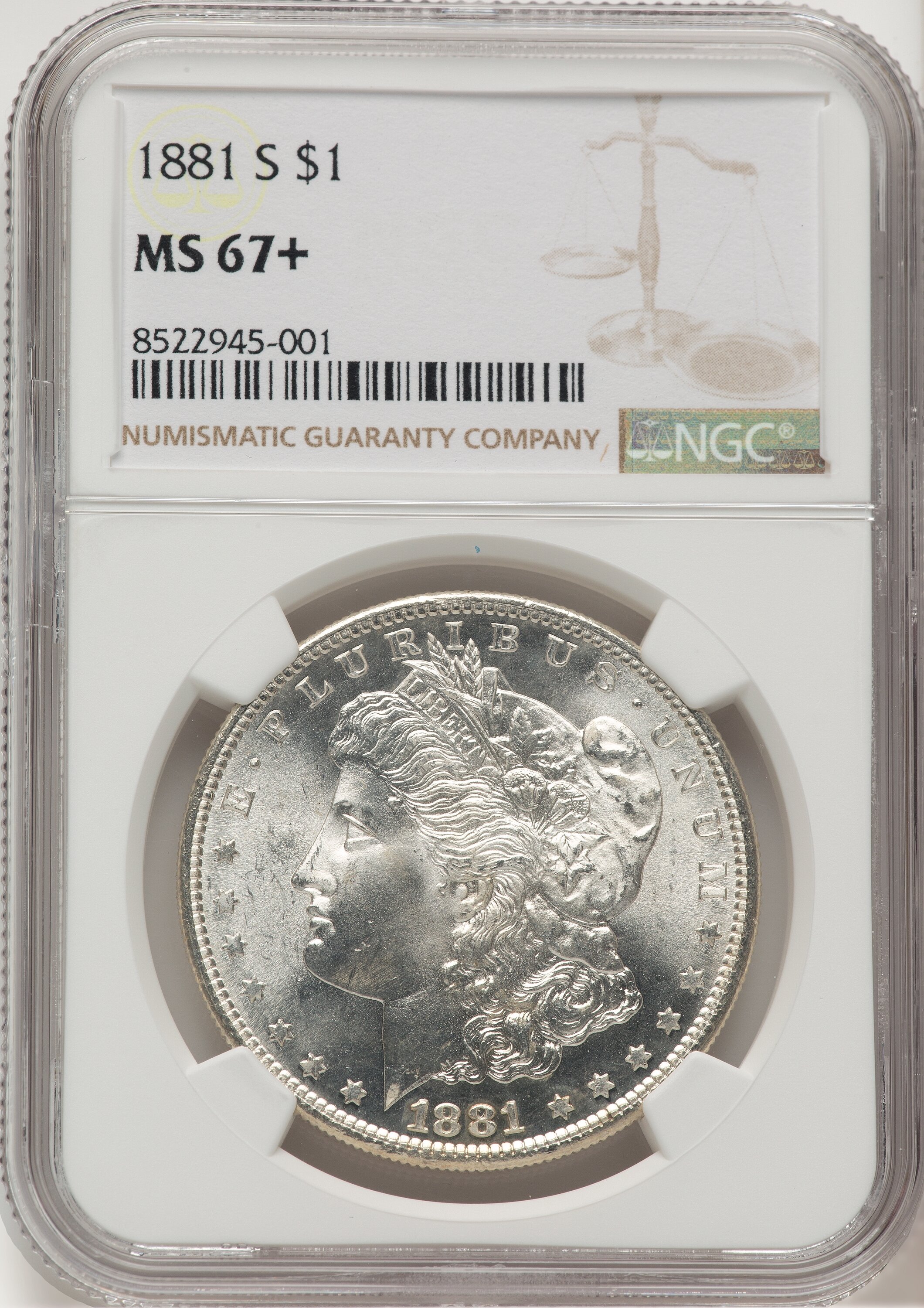 1881-S S$1 NGC Plus 67 NGC