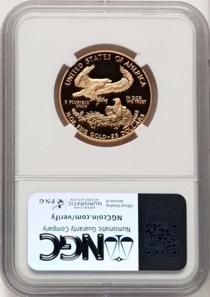 1998-W $25 Half-Ounce Gold Eagle, PR, DC Brown Label 70 NGC