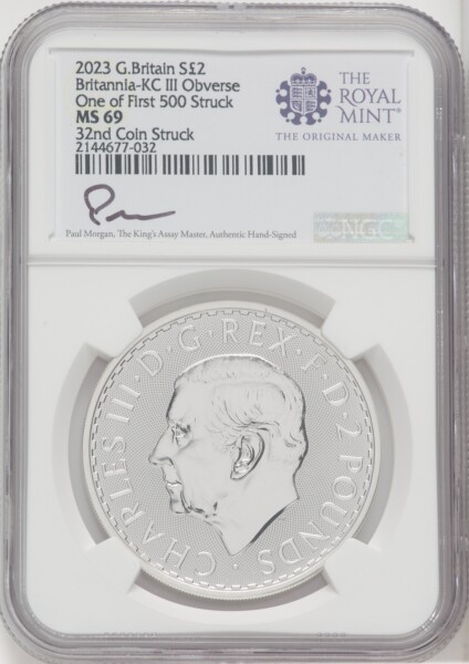 2023 G.B. S2 BRITANNIA-KC III OBVERSE 32ND COIN STRUCK 69 NGC