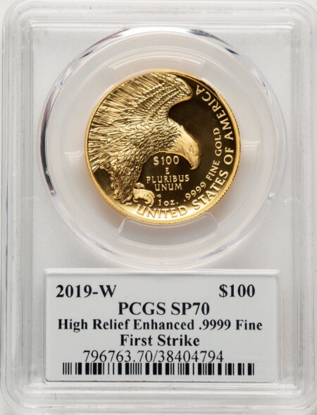 2019-W G$100 American Liberty High Relief, Enhanced Non Designation 70 PCGS