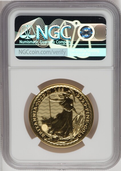2023 G.B. G100 BRITANNIA-QE II OBVERSE 4TH TO LAST COIN STRUCK 70 NGC